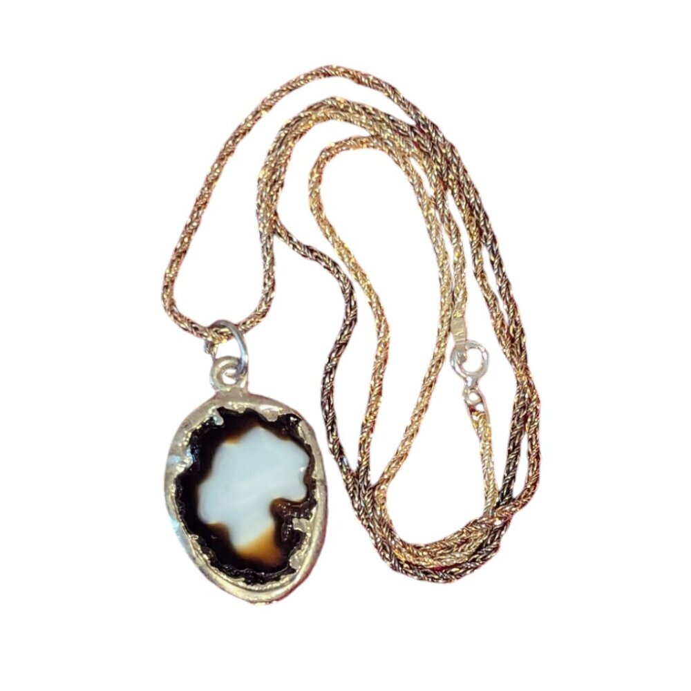 Vintage Gold and Black Agate Necklace